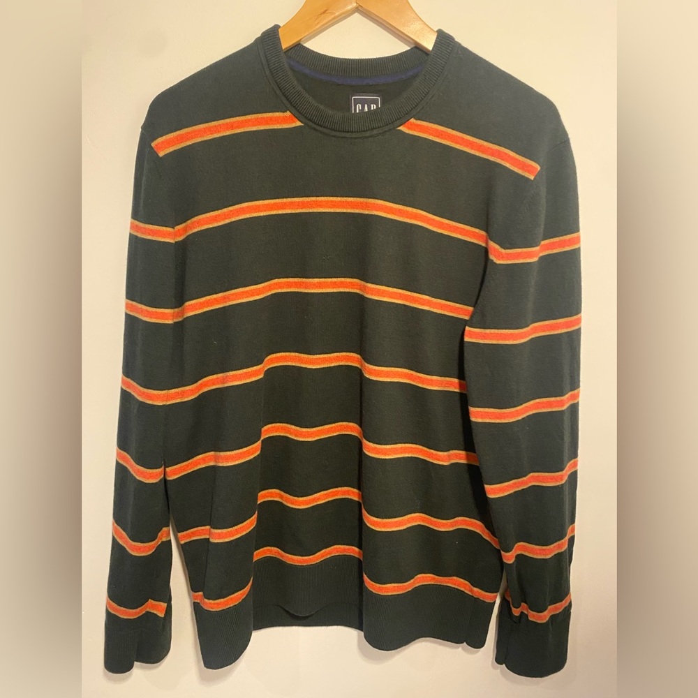 GAP Green and Red Striped Sweater